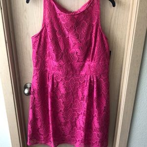 Knee length fuscia lace dress